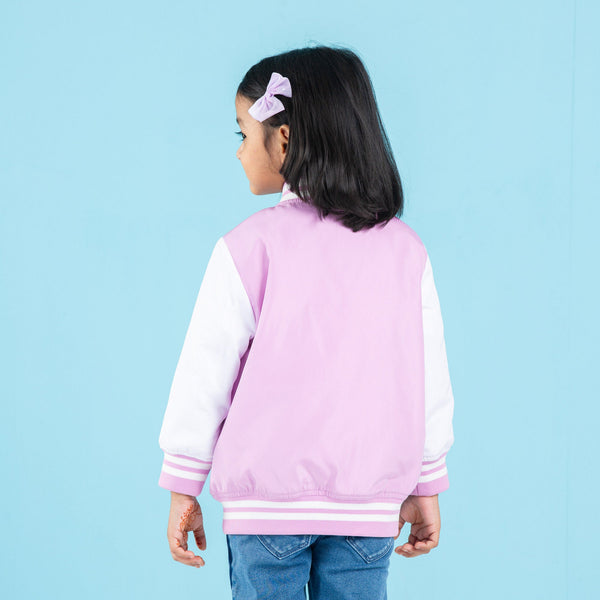 BABY GIRLS BOMBER-PINK/WHITE