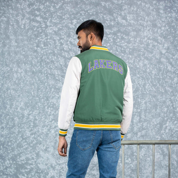 MENS BOMBER- GREEN/WHITE