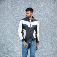 Load image into Gallery viewer, MENS BOMBER JACKET- NAVY/WHITE/BLACK
