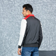 Load image into Gallery viewer, MENS BOMBER JACKET- RED/WHITE/BLACK
