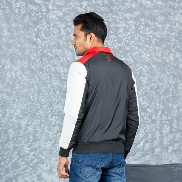 MENS BOMBER JACKET- RED/WHITE/BLACK