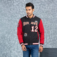 Load image into Gallery viewer, MENS BOMBER JACKET- BLACK/MAROON
