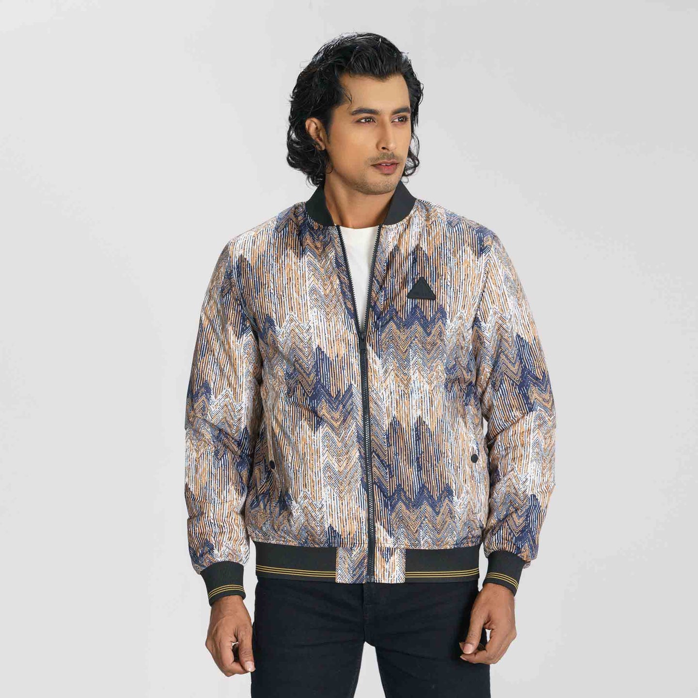 Men’s Brown Printed Bomber