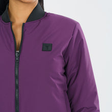 Load image into Gallery viewer, Women&#39;s Purple Reversible Bomber Jacket
