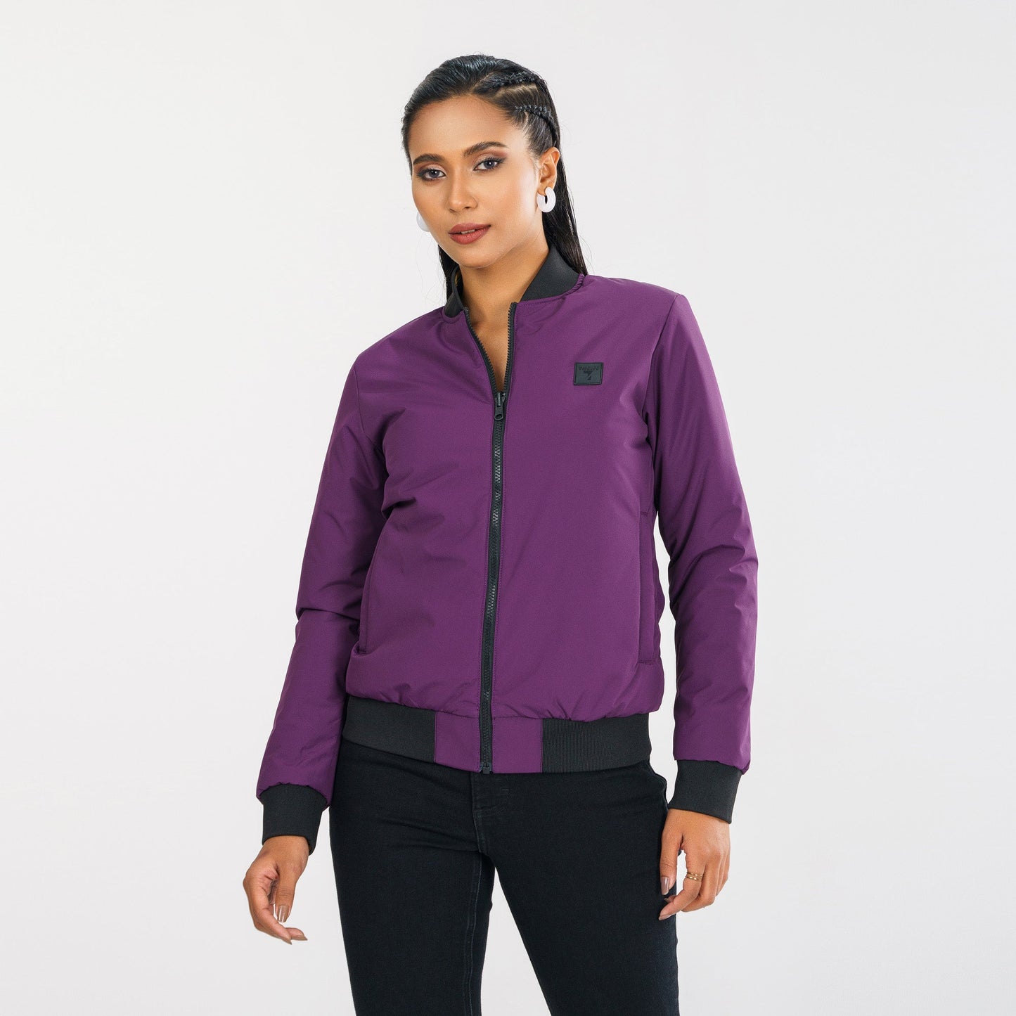 Womens Purple Reversible Bomber Jacket