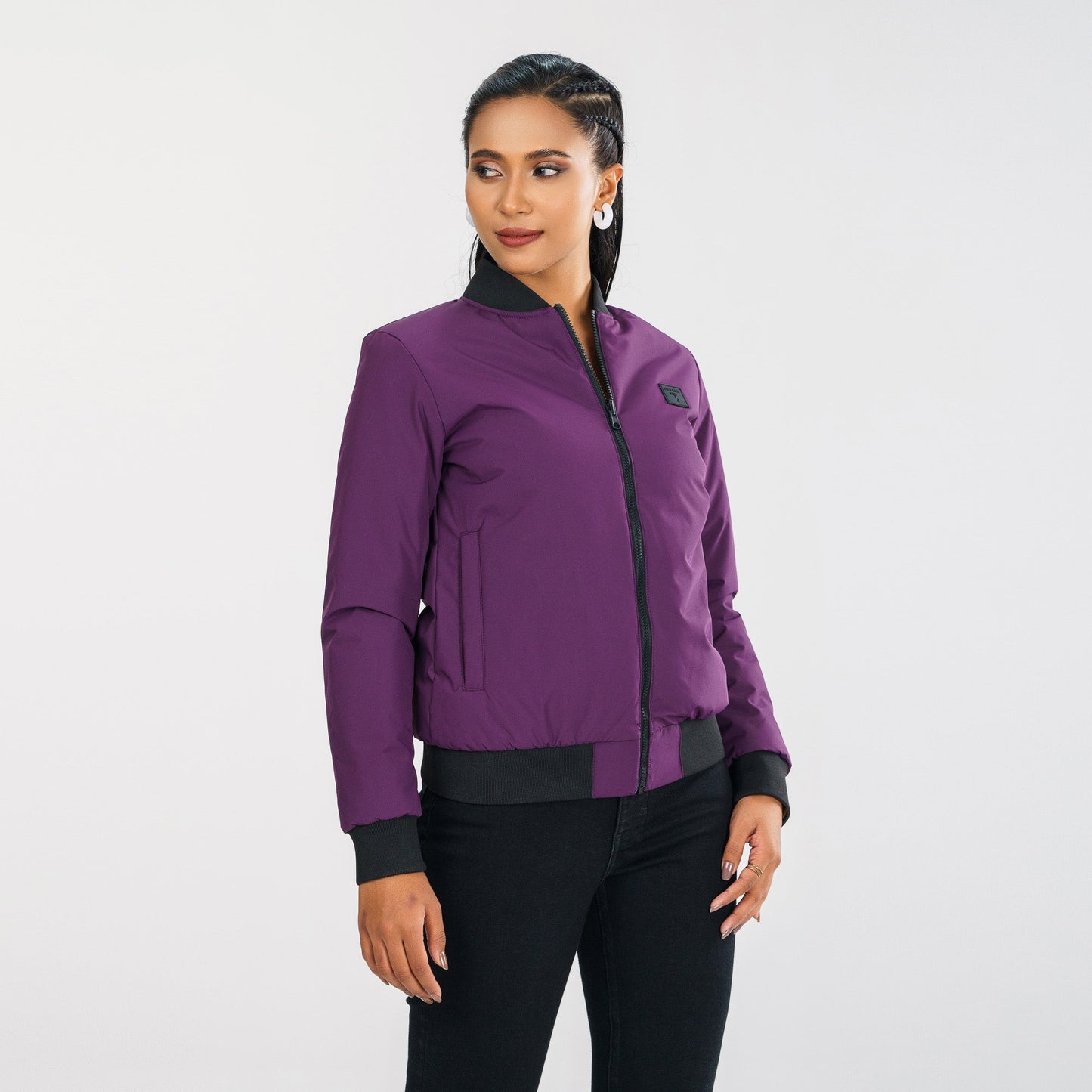 Womens Purple Reversible Bomber Jacket