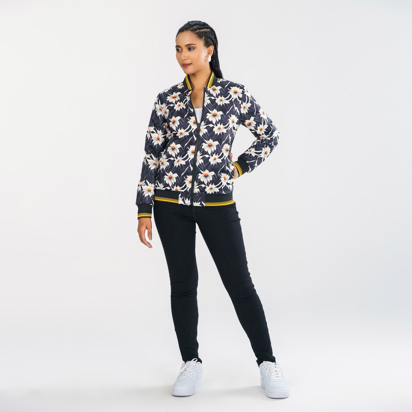 Womens Black Reversible Bomber Jacket