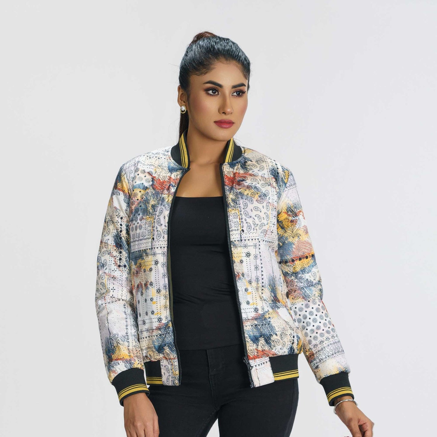 Womens Olive Reversible Bomber Jacket