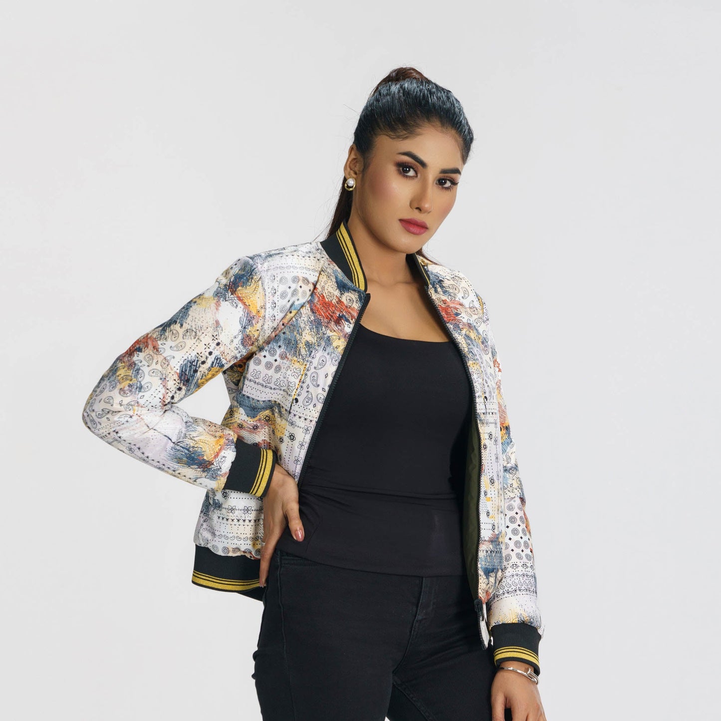 Womens Olive Reversible Bomber Jacket