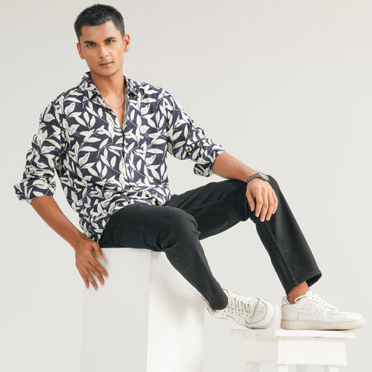 Mens Aop Blue Casual Shirt