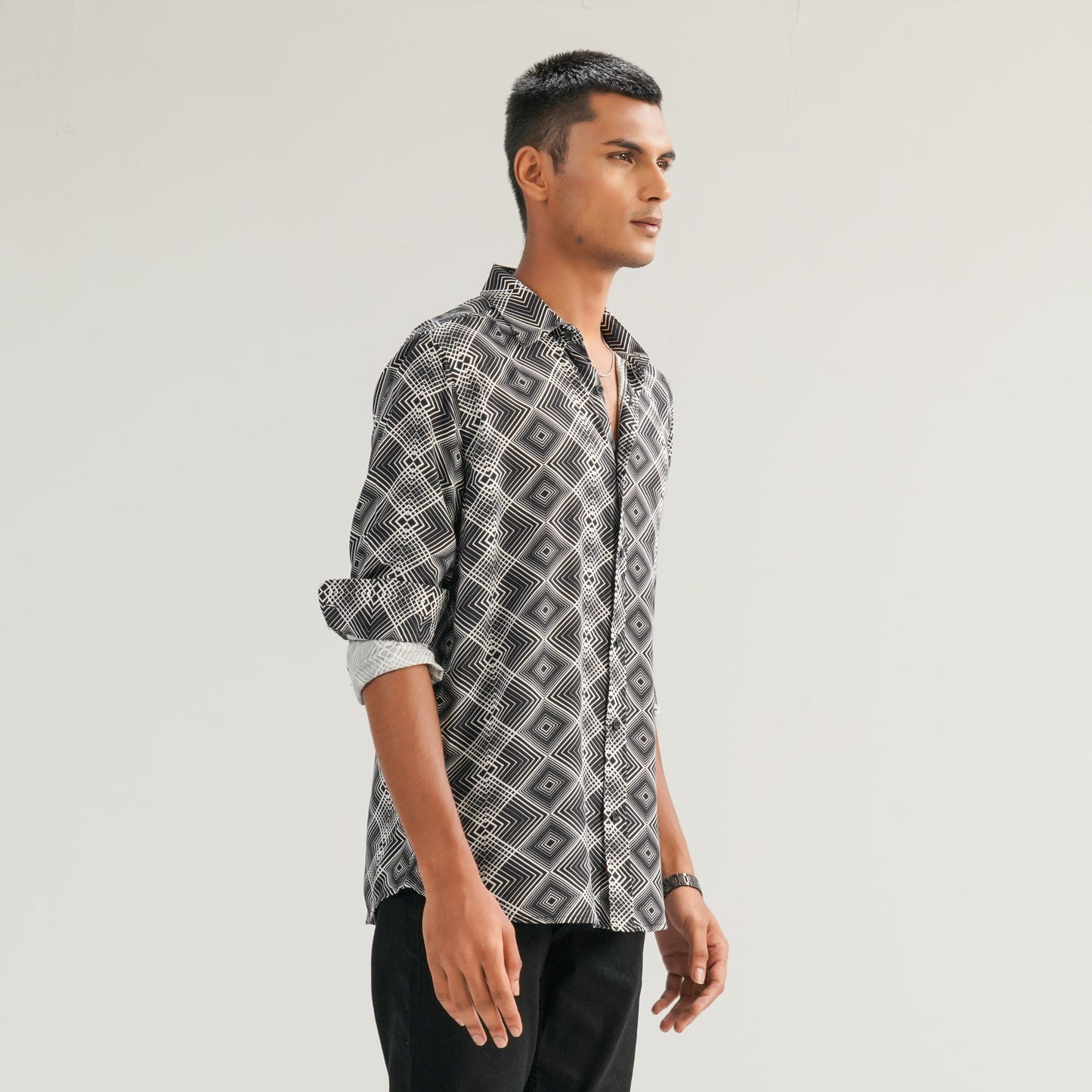 Mens AOP Black Casual Shirt