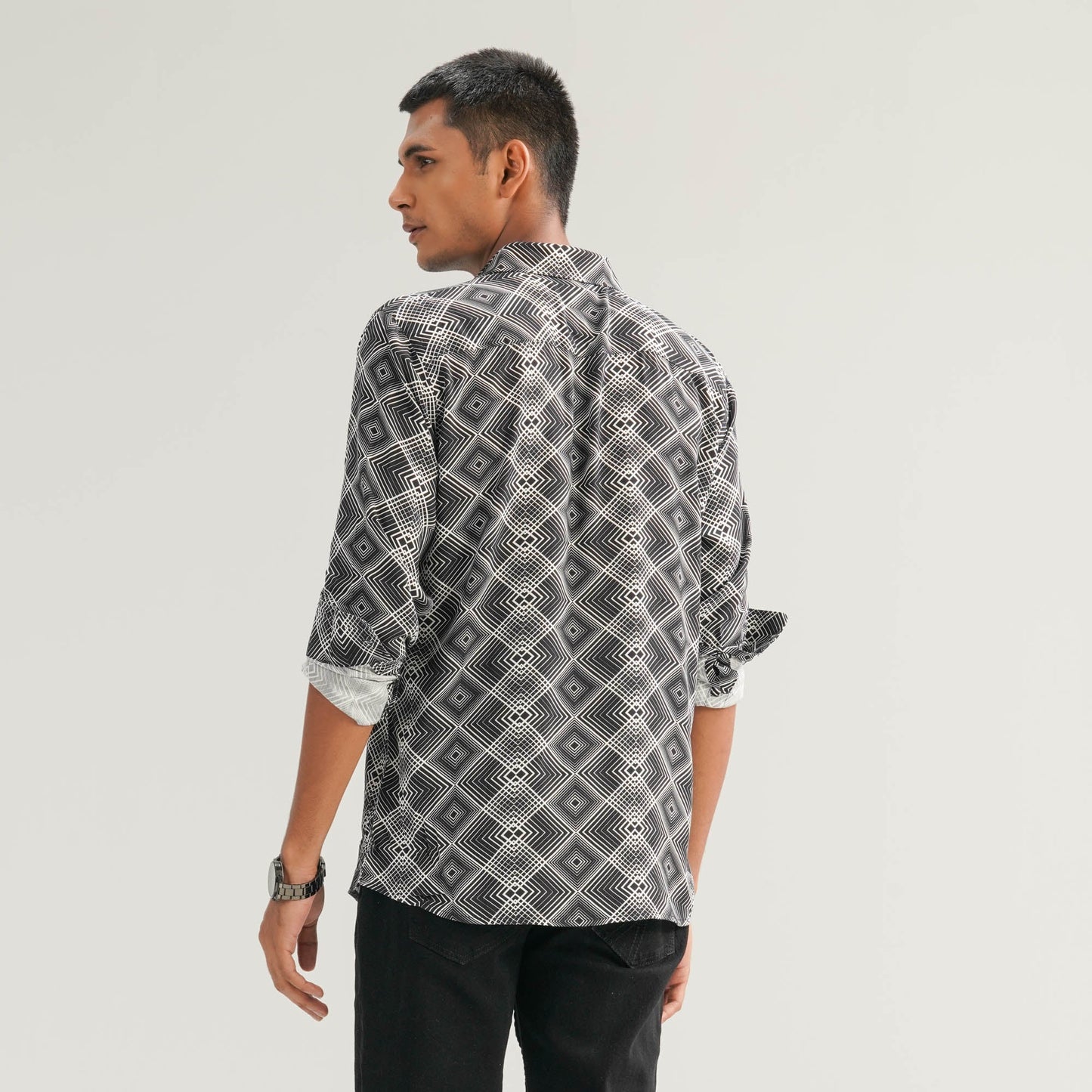 Mens AOP Black Casual Shirt