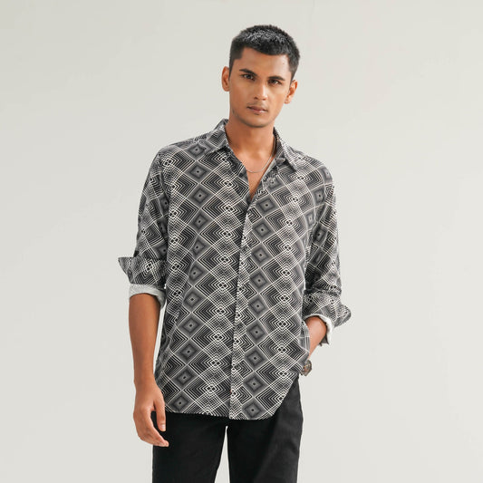 Mens AOP Black Casual Shirt