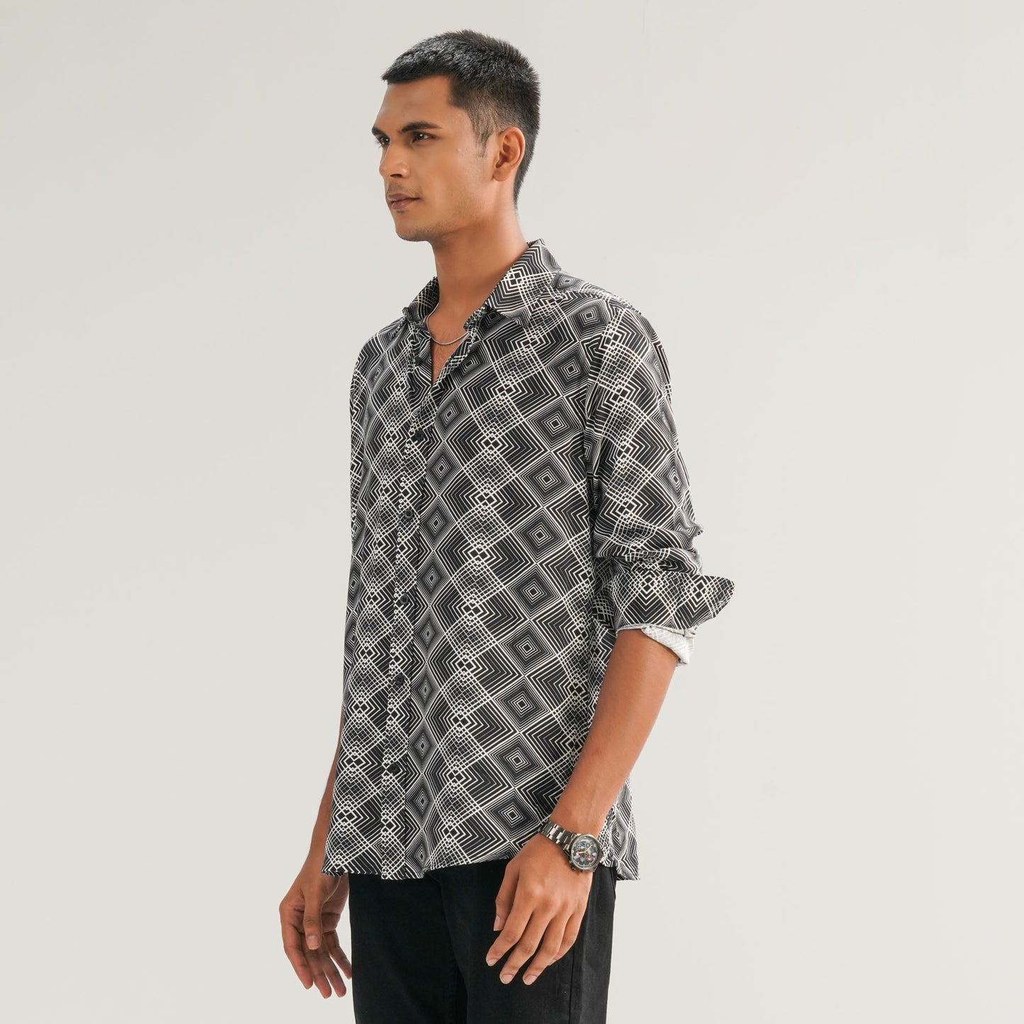Mens AOP Black Casual Shirt
