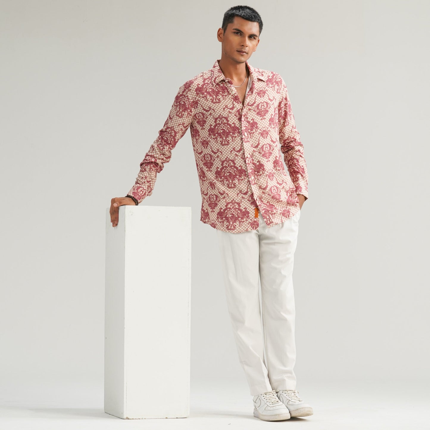 Mens AOP Cream Casual Shirt