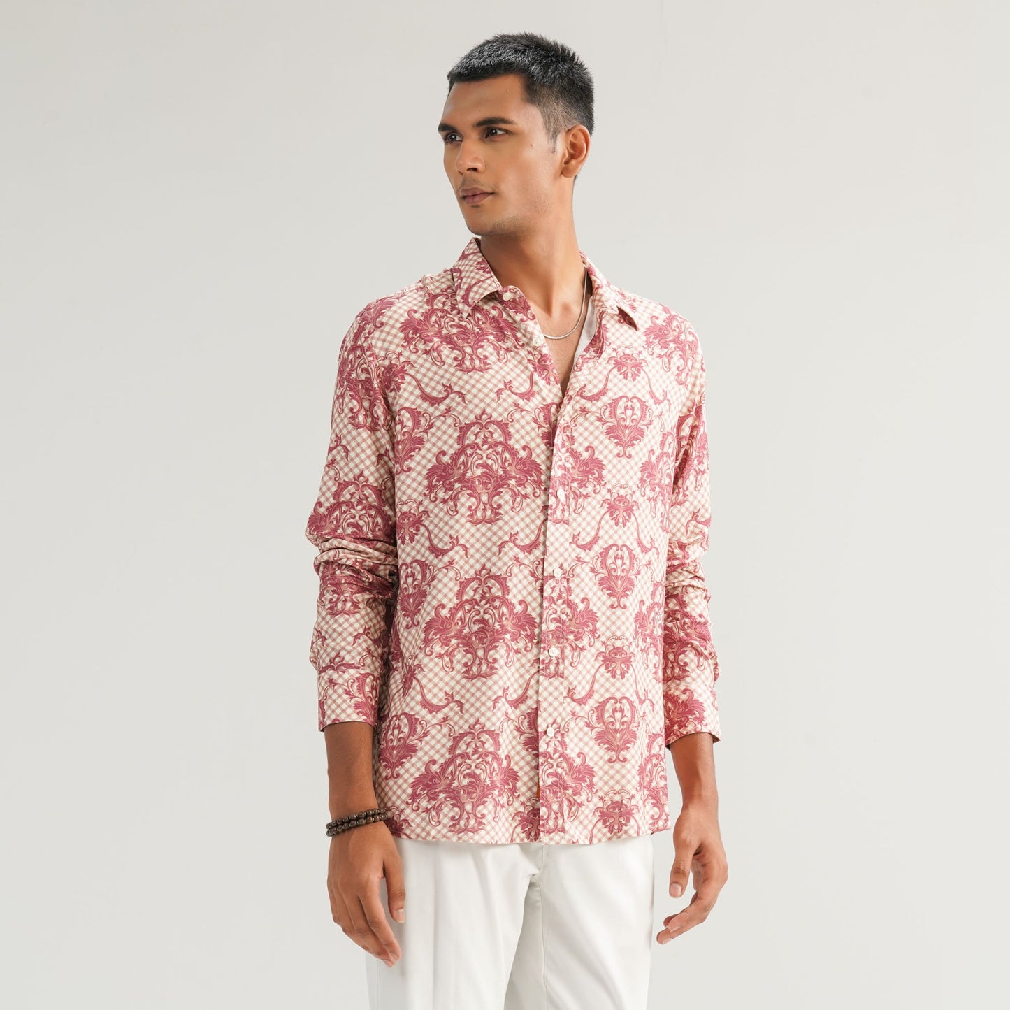 Mens AOP Cream Casual Shirt