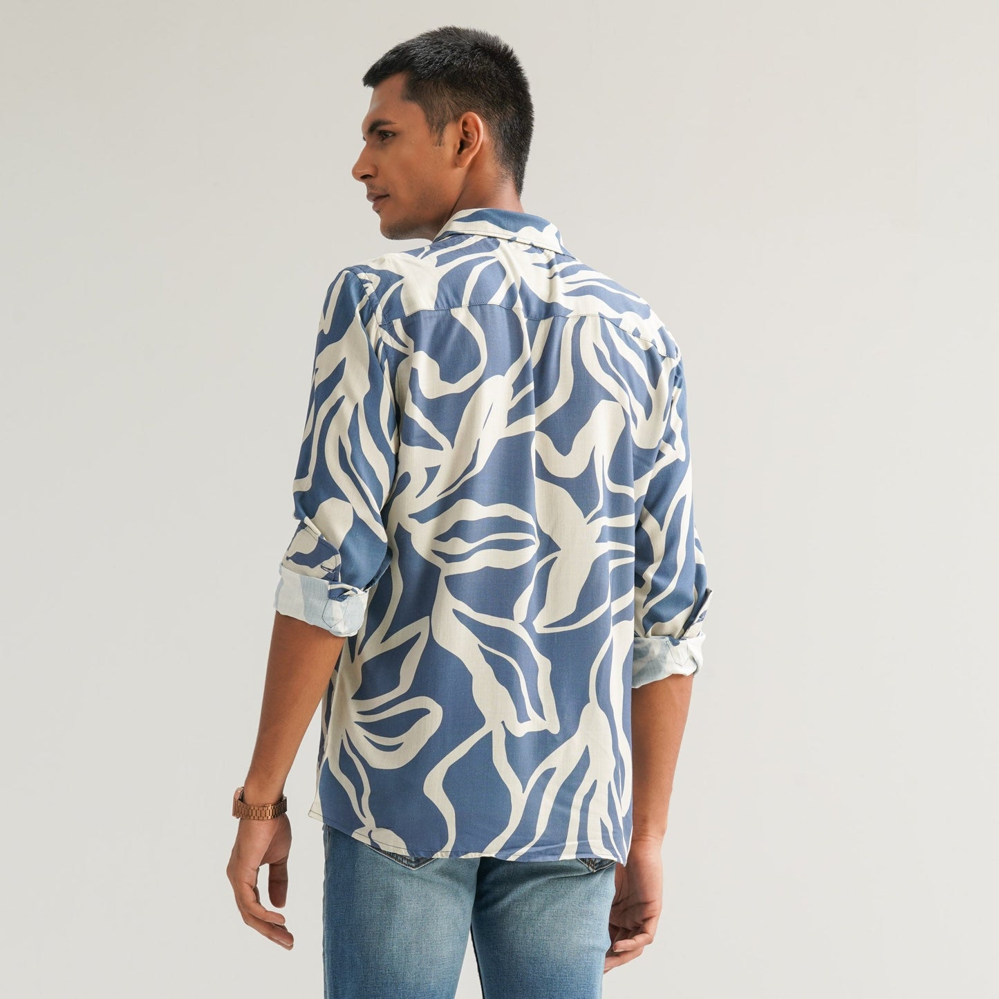 Mens Aop Blue Casual Shirt