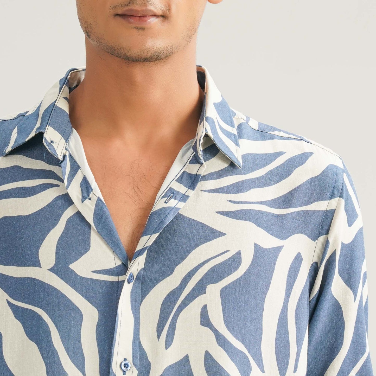 Mens Aop Blue Casual Shirt