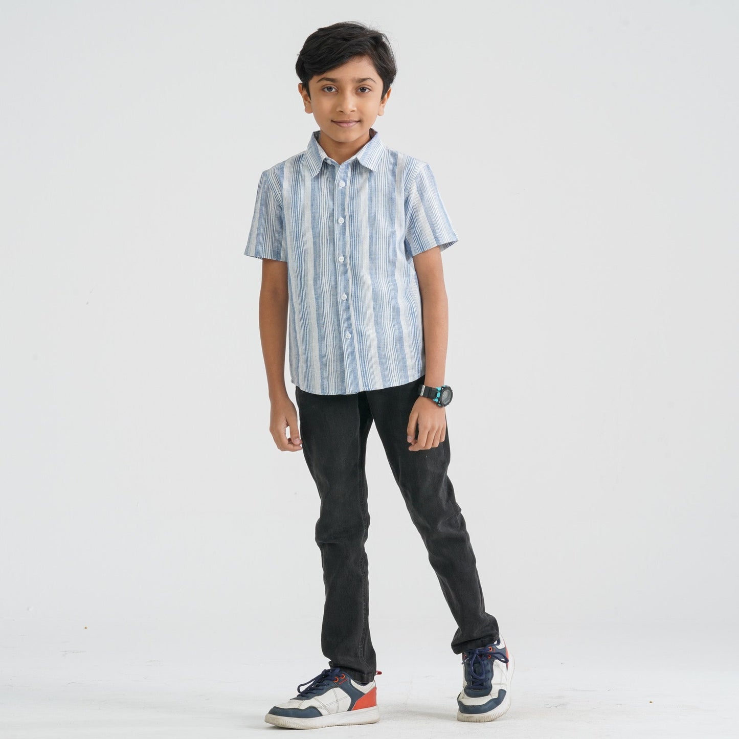 Baby Boy’s White & Blue Cotton Shirt
