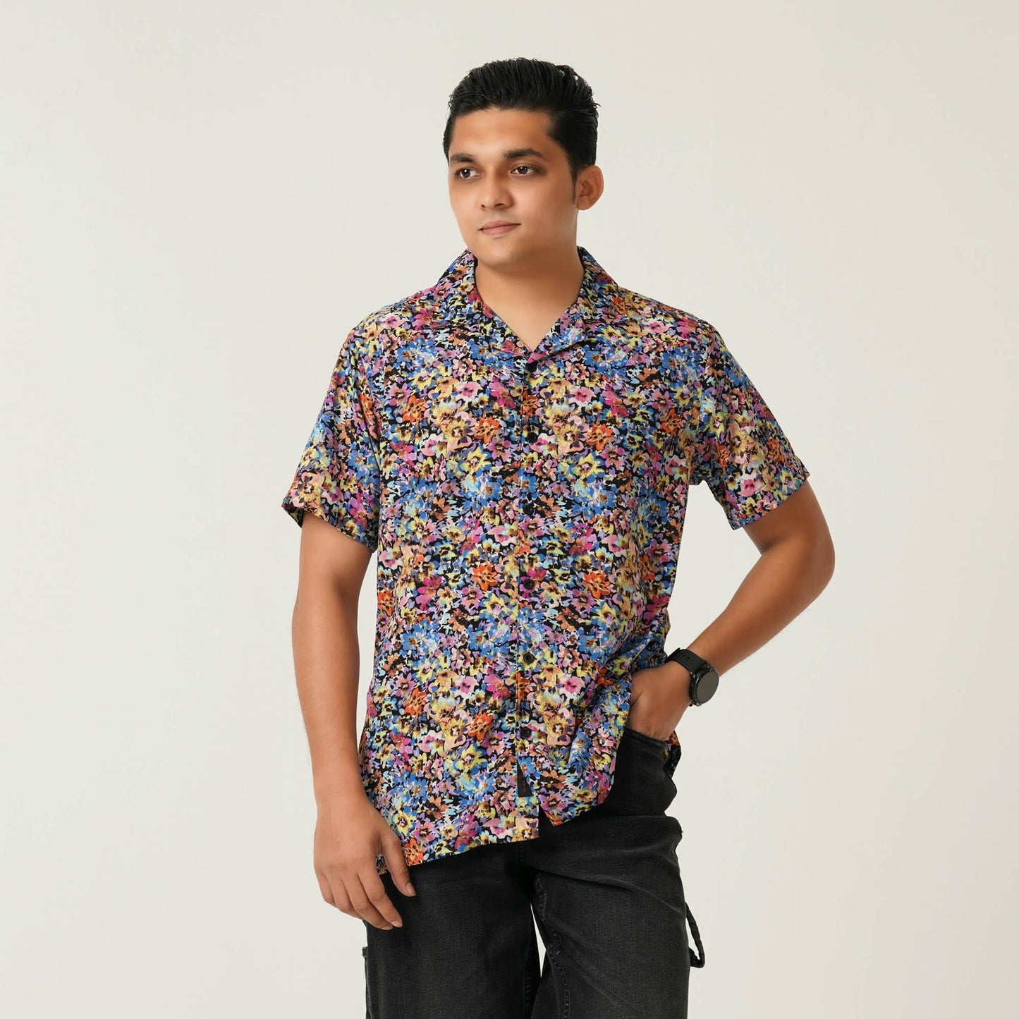 Mens Navy Aop Casual Shirt