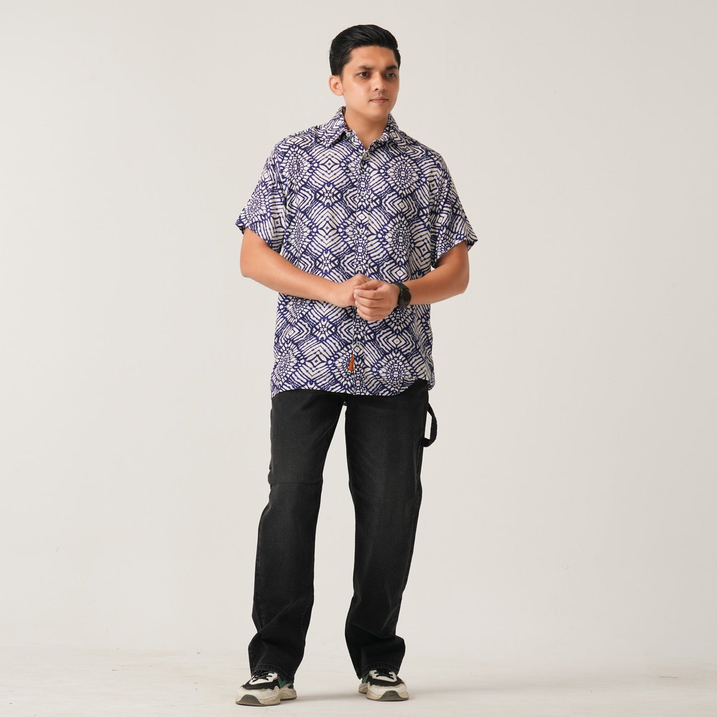 Mens Navy Aop Casual Shirt