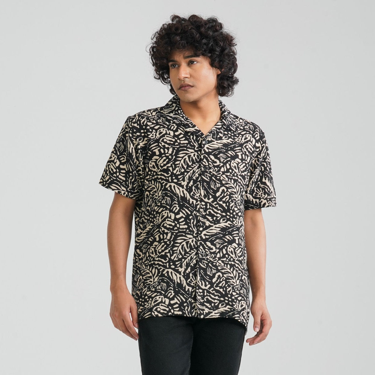 Men Black Viscose Casual Shirt