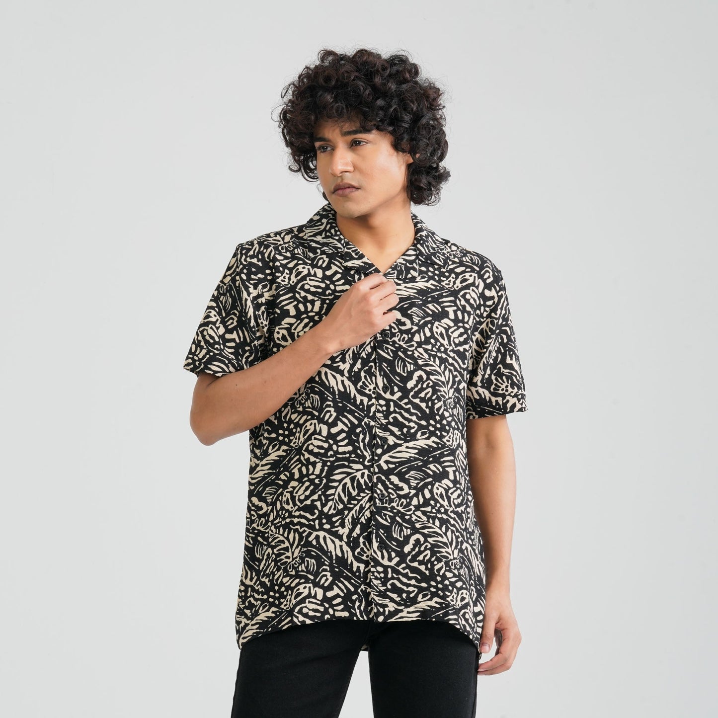 Men Black Viscose Casual Shirt