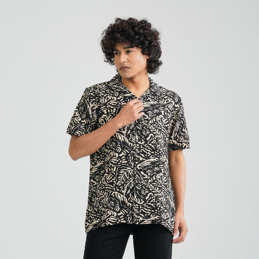 Men Black Viscose Casual Shirt