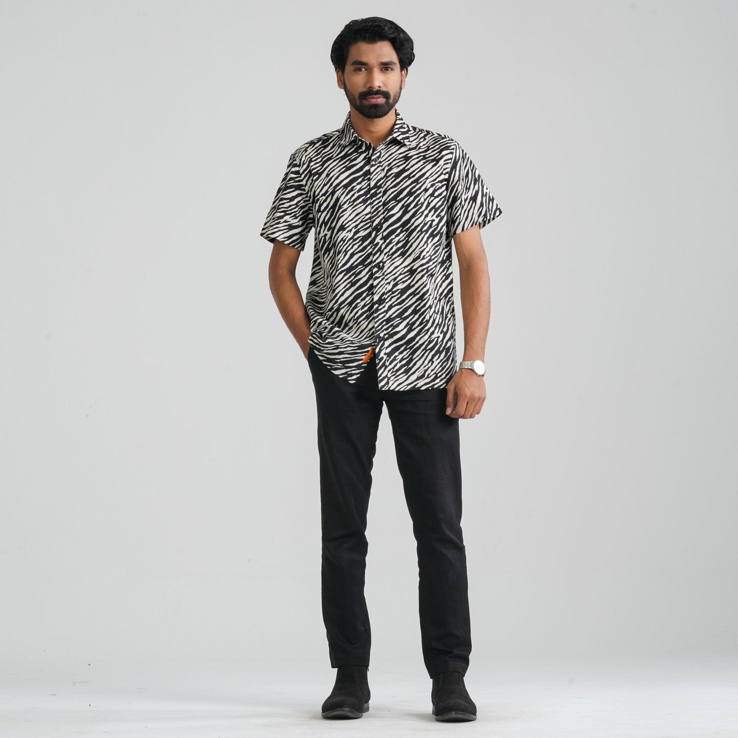 Men Black Cotton Shirt