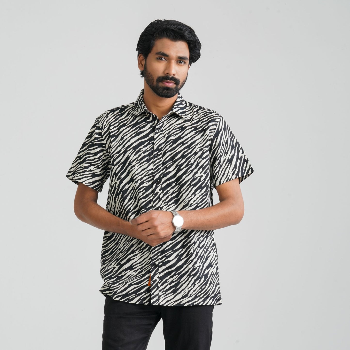 Men Black Cotton Shirt