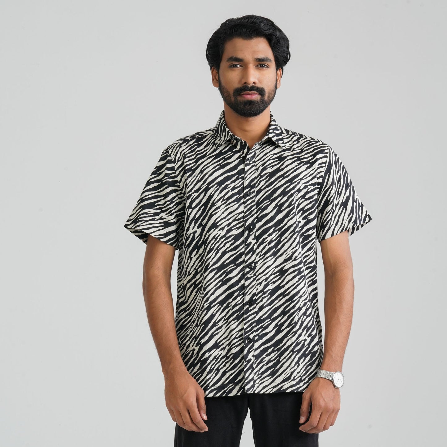 Men Black Cotton Shirt