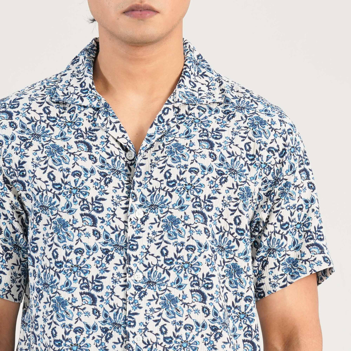 Mens Navy White Casual Shirt