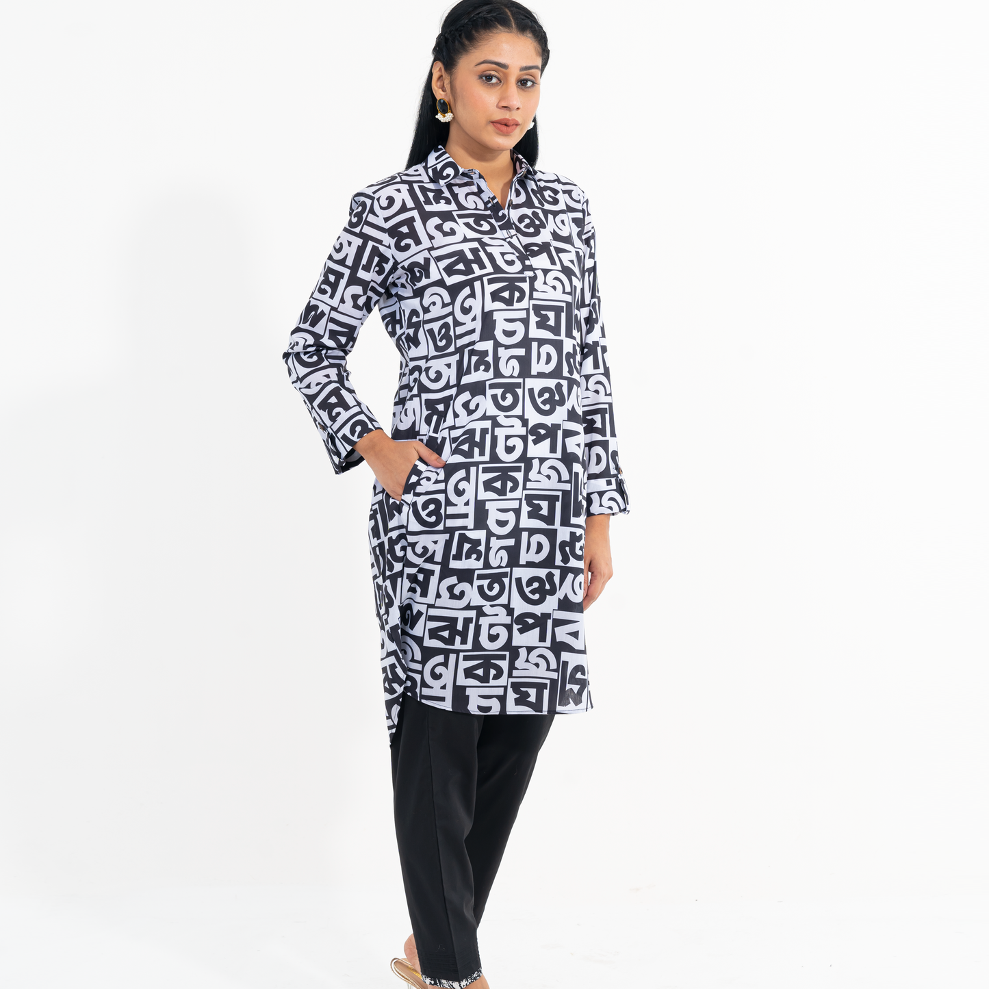 Womens White Black Tunic