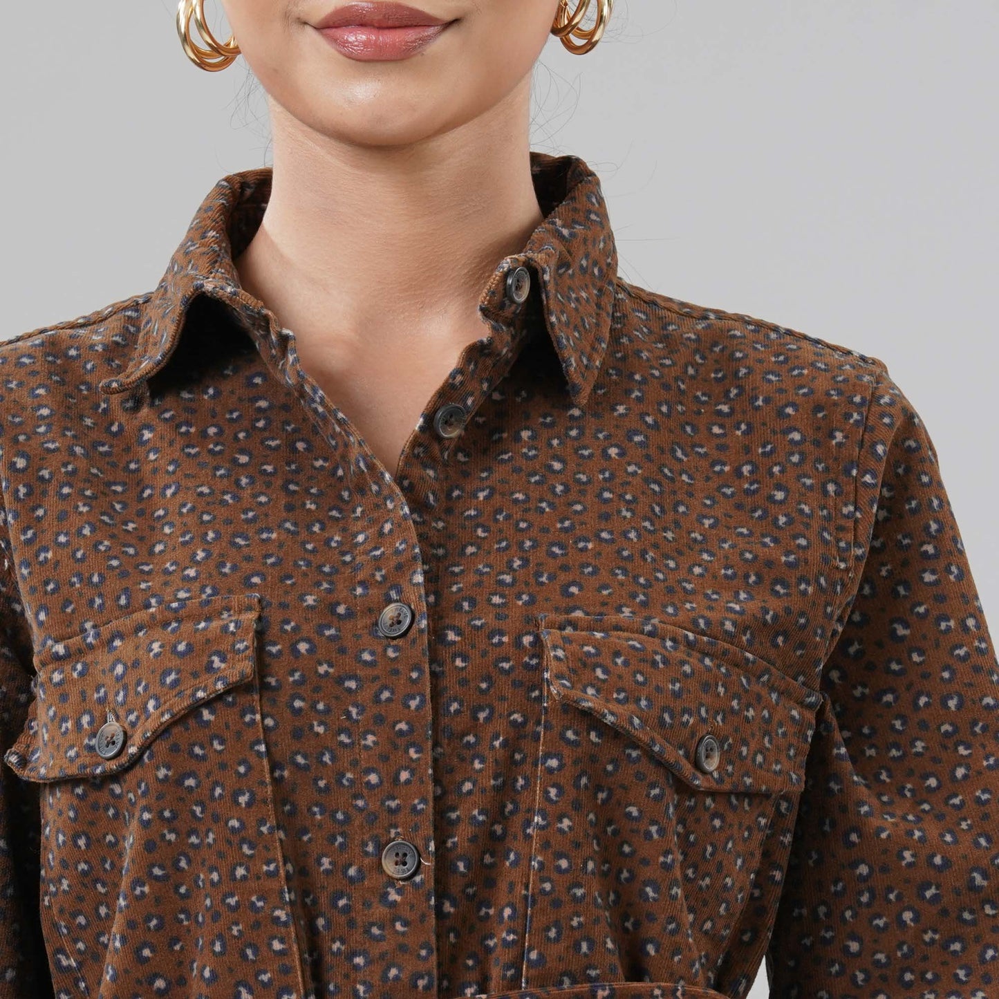 Womens Brown Cord Dress