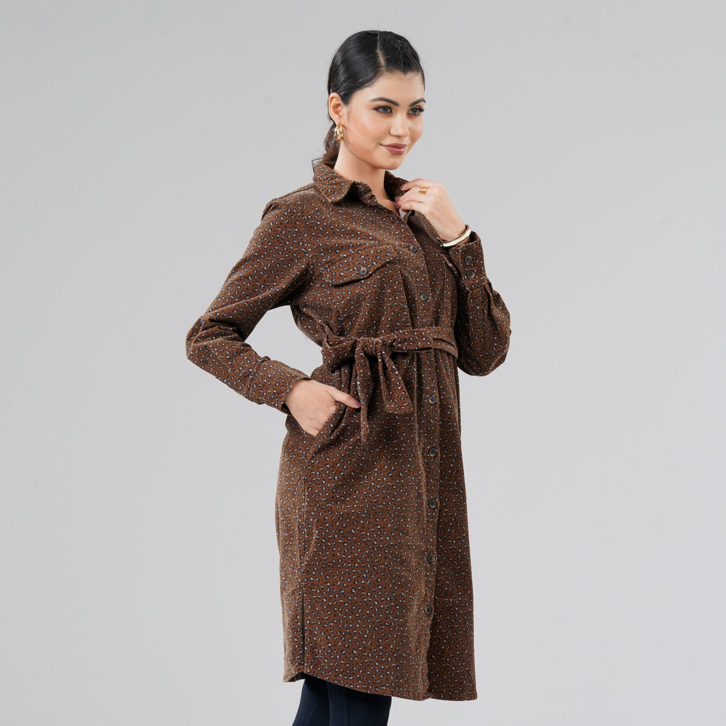 Womens Brown Cord Dress
