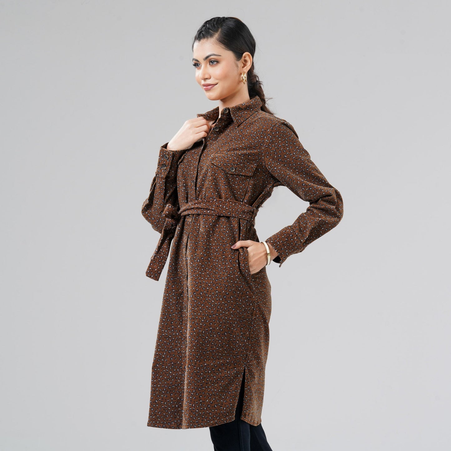 Womens Brown Cord Dress