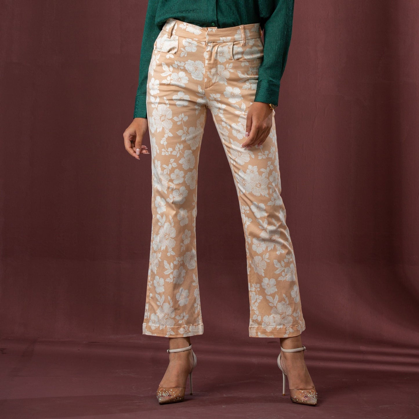Womens Pant-White/Peach
