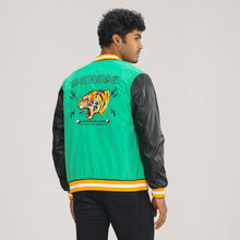 Load image into Gallery viewer, Mens Green &amp; Black PU Jacket
