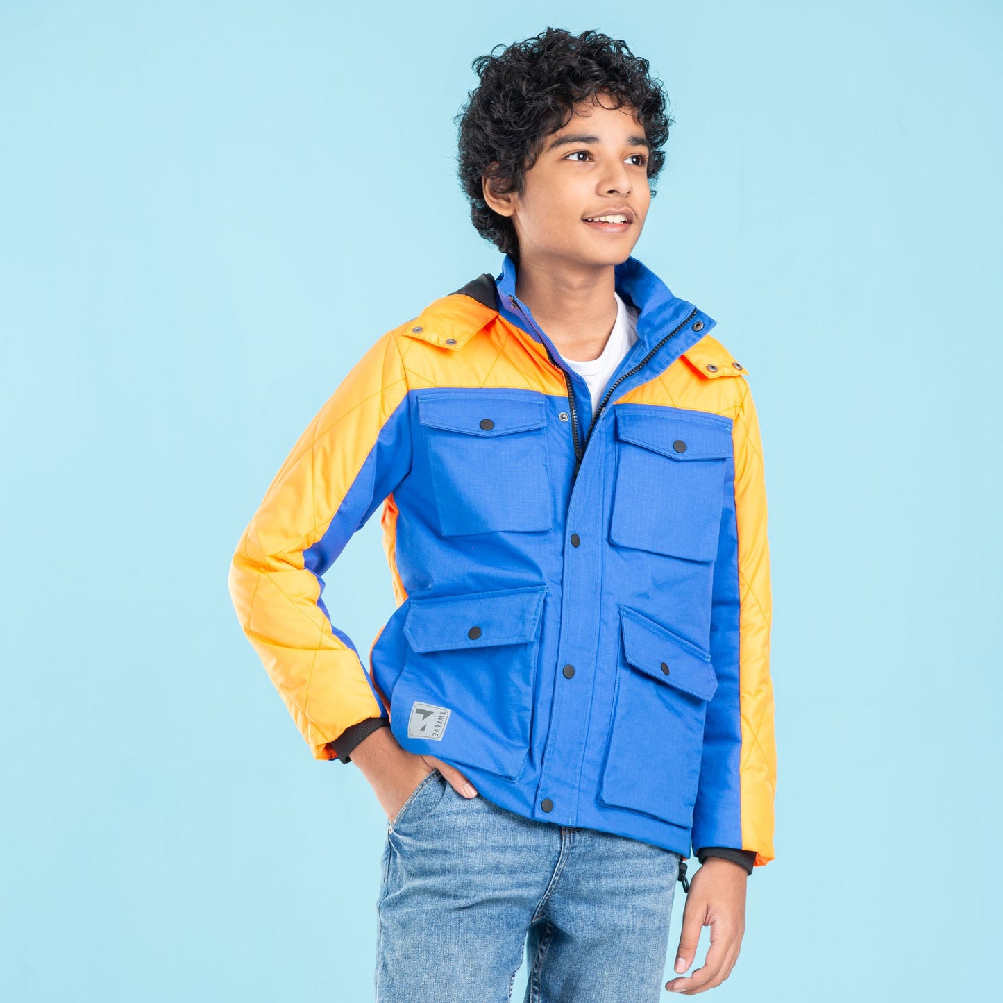BOYS QUILTING- BLUE/ORANGE