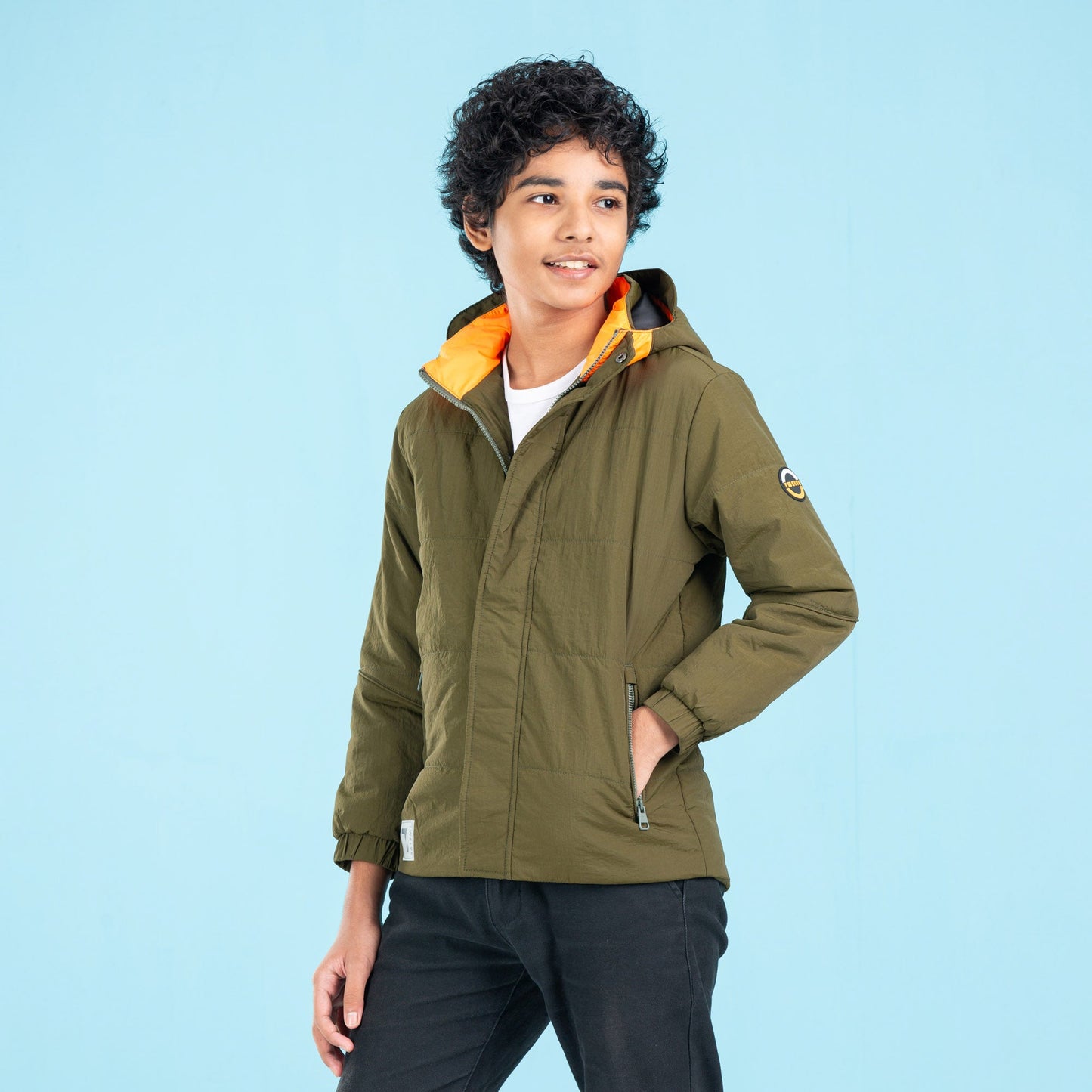 BOYS QUILTING JACKET- OLIVE