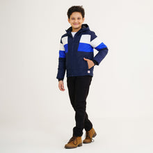 Load image into Gallery viewer, Boy&#39;s Navy &amp; White Quilted Jacket
