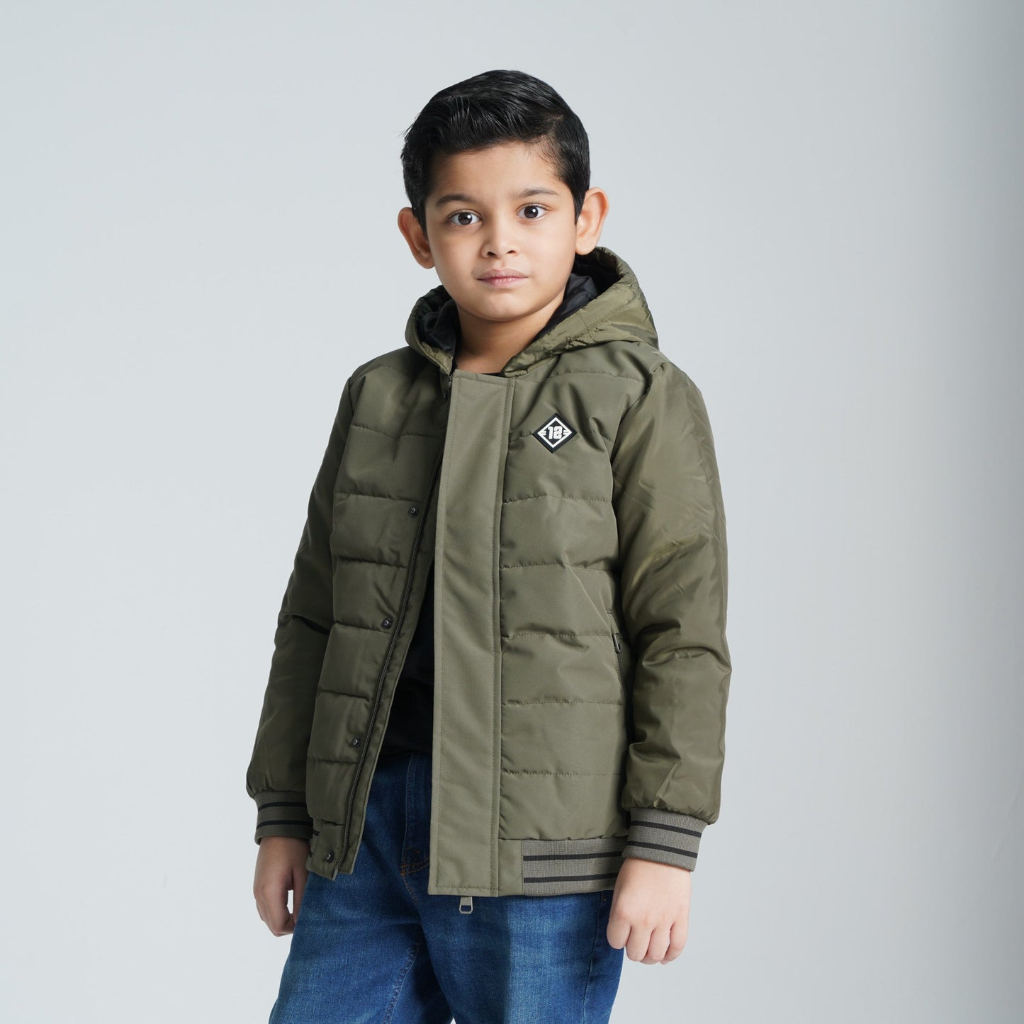 Boy's Olive Quilted Jacket