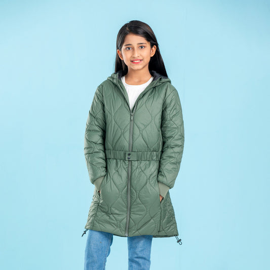 GIRLS QUILTING JACKET- OLIVE