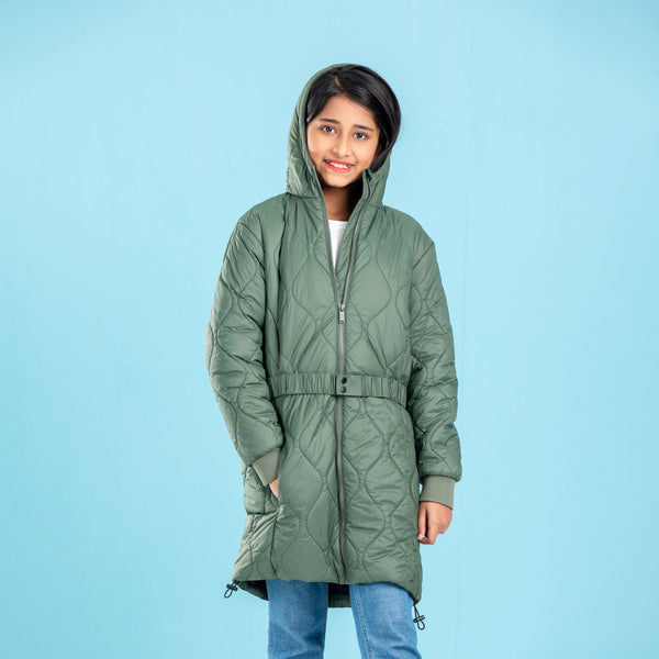 GIRLS QUILTING JACKET- OLIVE