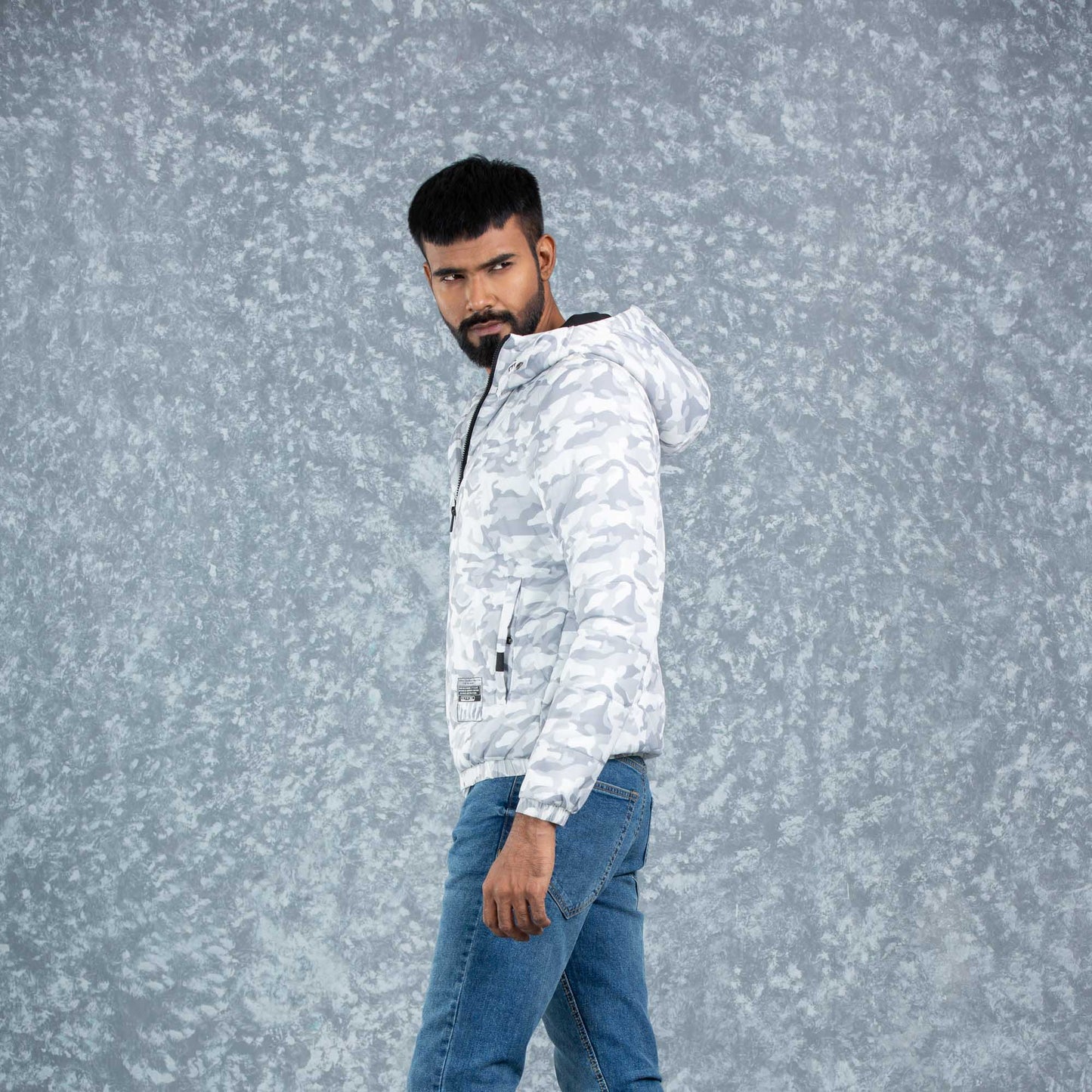 Mens Quilting Jacket- Grey/White