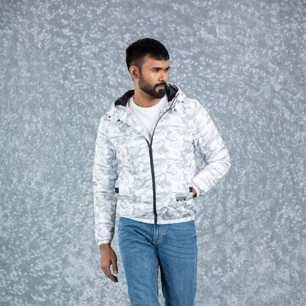 MENS QUILTING JACKET- GREY/WHITE