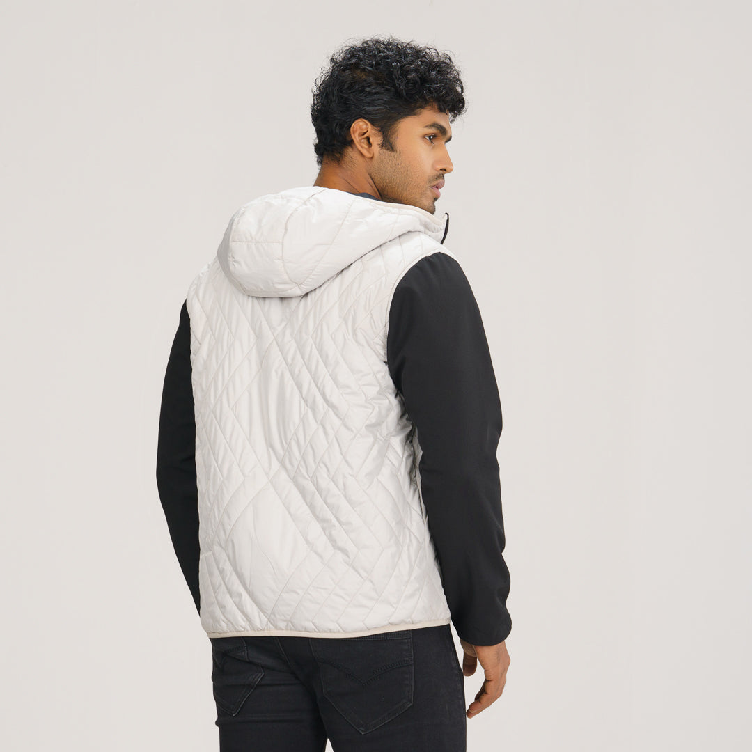 Mens Grey & Black Quilted Jacket