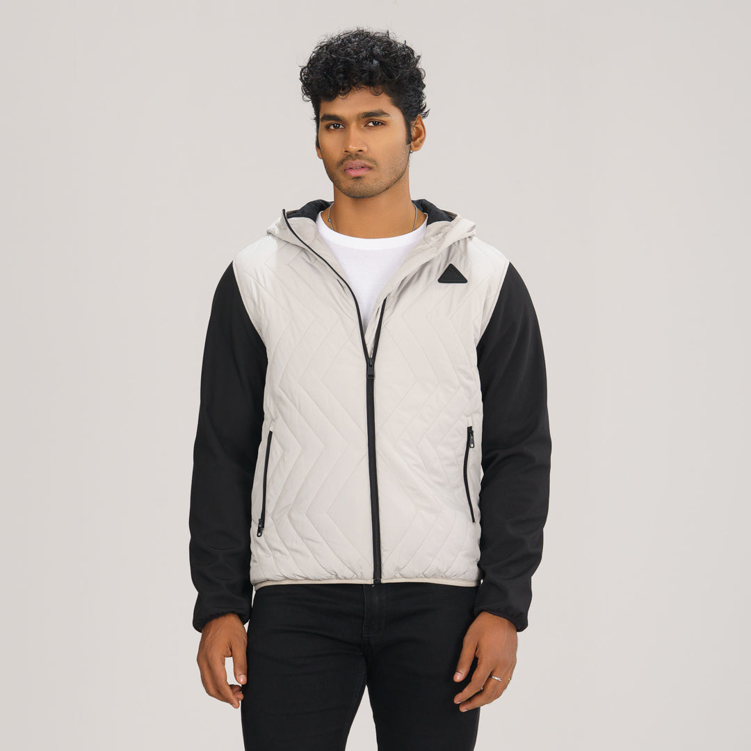 Mens Grey & Black Quilted Jacket