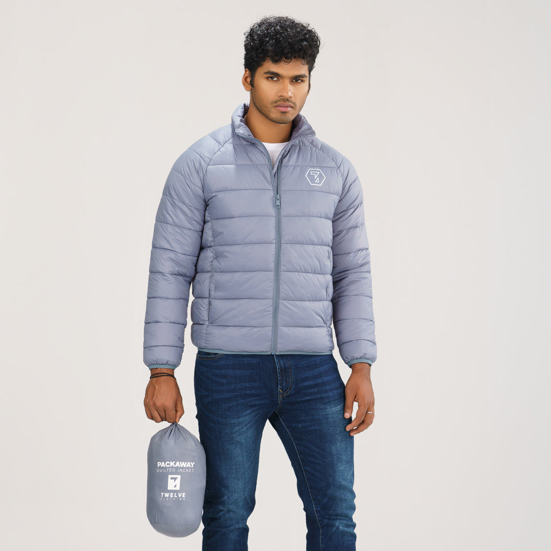 Men Flint Stone Puffer Quilted Jacket