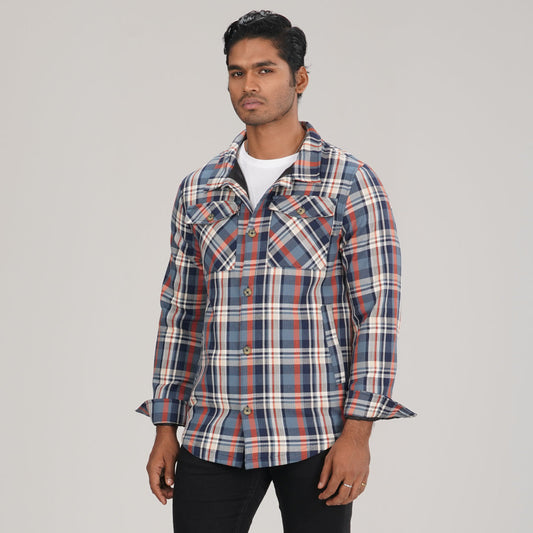 Mens Blue Check Shacket